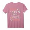 Hergestellt in 1974 Floral 50 Jahre alt T-Shirt für Frauen – Lustiges Geburtstagsshirt zum 50. Geburtstag, Blumenmuster, Geschenkidee für Frauen