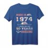 Hergestellt in 1974 Floral 50 Jahre alt T-Shirt für Frauen – Lustiges Geburtstagsshirt zum 50. Geburtstag, Blumenmuster, Geschenkidee für Frauen