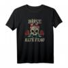 Böse Alte Frau - Totenkopf Vintage Biker T-Shirt für Frauen mit Haarband, Knochen & Blitzen - Perfekt für Biker, Motorradfahrerinnen & Tattoos