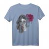 Sugar Skull Girl T-Shirt mit mexikanischer Totenmaske und roter Rose – Perfekt für Día de los Muertos, Halloween & Gothic Fans