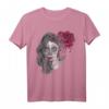 Sugar Skull Girl T-Shirt mit mexikanischer Totenmaske und roter Rose – Perfekt für Día de los Muertos, Halloween & Gothic Fans