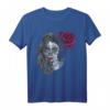 Sugar Skull Girl T-Shirt mit mexikanischer Totenmaske und roter Rose – Perfekt für Día de los Muertos, Halloween & Gothic Fans