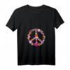 Hippie Flower Power T-Shirt mit V-Ausschnitt für Damen & Kinder - 60er & 70er Jahre Bekleidung, Fasching & Friedensgeschenk