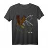 Mountain Adler-Aufdruck T-Shirt mit Berg Tier & Vogelmotiv – Klassisch geschnitten, perfekt für Natur- und Tierliebhaber