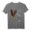 Mountain Adler-Aufdruck T-Shirt mit Berg Tier & Vogelmotiv – Klassisch geschnitten, perfekt für Natur- und Tierliebhaber
