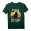 Crazy Cat Lady Katze mit Messer T-Shirt - Lustiges Katzenmotiv für Halloween, Weihnachten & Geburtstage für Katzenliebhaber