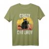 Crazy Cat Lady Katze mit Messer T-Shirt - Lustiges Katzenmotiv für Halloween, Weihnachten & Geburtstage für Katzenliebhaber