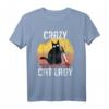 Crazy Cat Lady Katze mit Messer T-Shirt - Lustiges Katzenmotiv für Halloween, Weihnachten & Geburtstage für Katzenliebhaber