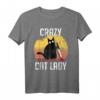 Crazy Cat Lady Katze mit Messer T-Shirt - Lustiges Katzenmotiv für Halloween, Weihnachten & Geburtstage für Katzenliebhaber