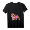 Damen Hunde Tattoo Frauchen Geschenk - Tiermotiv Englische Bulldogge T-Shirt mit V-Ausschnitt, Perfektes Geschenk für Hundeliebhaberinnen und Bulldoggen-Fans