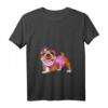 Damen Hunde Tattoo Frauchen Geschenk - Tiermotiv Englische Bulldogge T-Shirt mit V-Ausschnitt, Perfektes Geschenk für Hundeliebhaberinnen und Bulldoggen-Fans