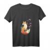 Damen Fuchs Japanische Kirschblüte Sakura Tier Kanji Blume Kawaii T-Shirt mit V-Ausschnitt – Perfekt für Japan-Liebhaberinnen und Kawaii-Fans