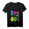 Damen Vintage Retro T-Shirt mit V-Ausschnitt - I Love the 80s, leichtes klassisches Design, perfekt für Retro-Looks