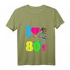 Damen Vintage Retro T-Shirt mit V-Ausschnitt - I Love the 80s, leichtes klassisches Design, perfekt für Retro-Looks