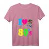 Damen Vintage Retro T-Shirt mit V-Ausschnitt - I Love the 80s, leichtes klassisches Design, perfekt für Retro-Looks