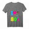 Damen Vintage Retro T-Shirt mit V-Ausschnitt - I Love the 80s, leichtes klassisches Design, perfekt für Retro-Looks