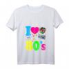 Damen Vintage Retro T-Shirt mit V-Ausschnitt - I Love the 80s, leichtes klassisches Design, perfekt für Retro-Looks