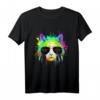 Lustiges Katzen DJ T-Shirt - Bunter Regenbogen Rave Musik Outfit für Club, Festival & Hausparty