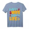Happy WIFE Happy LIFE - Humorvolles Vatertag Ehemänner T-Shirt mit ironischem Spruch, Geschenkidee für Männer mit Humor