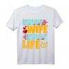 Happy WIFE Happy LIFE - Humorvolles Vatertag Ehemänner T-Shirt mit ironischem Spruch, Geschenkidee für Männer mit Humor