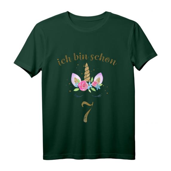 Kinder ich bin schon 7 Geburtstagsshirt Einhorn für Mädchen - Buntes T-Shirt zum 7. Geburtstag