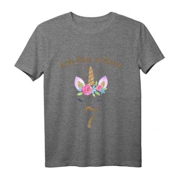 Kinder ich bin schon 7 Geburtstagsshirt Einhorn für Mädchen - Buntes T-Shirt zum 7. Geburtstag