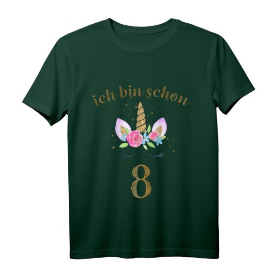 Kinder Ich bin schon 8 Geburtstagsshirt – Einhorn T-Shirt für Mädchen zum 8. Geburtstag