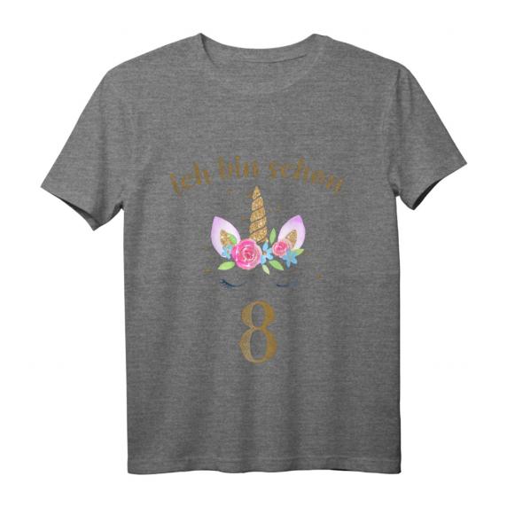 Kinder Ich bin schon 8 Geburtstagsshirt – Einhorn T-Shirt für Mädchen zum 8. Geburtstag