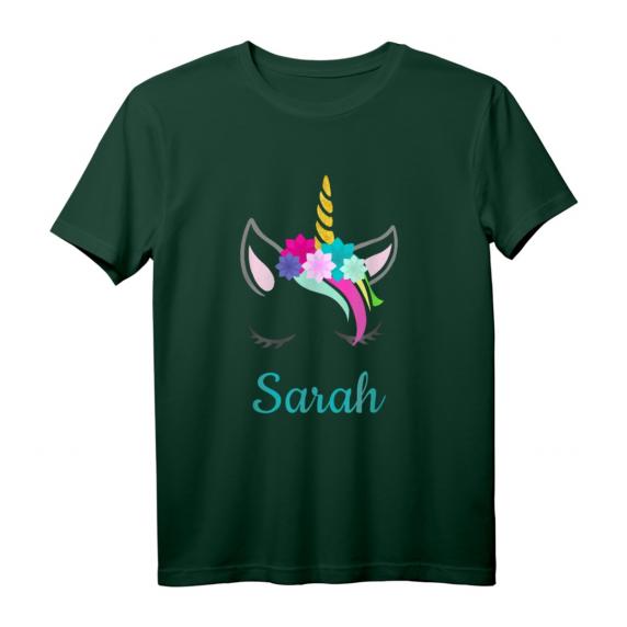 Buntes Einhorn Sarah T-Shirt – Perfektes Geburtstagsgeschenk für Mädchen, Damen & Einhorn-Liebhaberinnen
