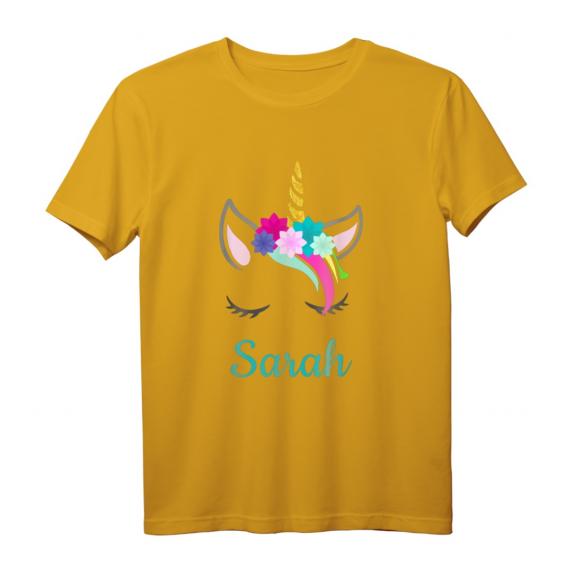 Buntes Einhorn Sarah T-Shirt – Perfektes Geburtstagsgeschenk für Mädchen, Damen & Einhorn-Liebhaberinnen