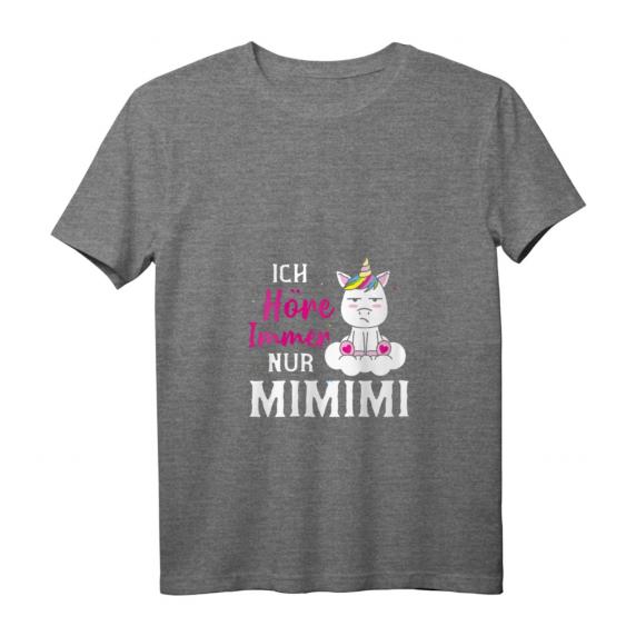 Damen Ich Höre Immer Nur MIMIMI Funshirt mit Statement & Einhorn Motiv – Witziges V-Ausschnitt T-Shirt für Alltag, Sport & Geschenke