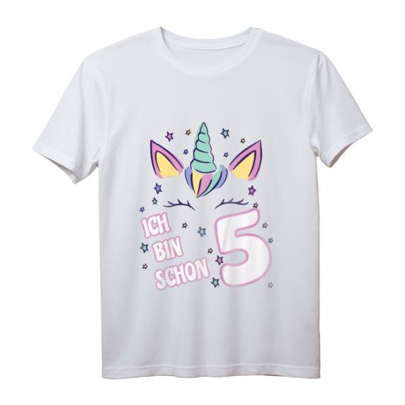 Kinder Einhorn Geburtstag T-Shirt für 5 Jahre Mädchen – Süßes Geburtstagsoutfit für Mädchen mit Einhorn-Design, ideal zum Geburtstag und das ganze Jahr tragbar