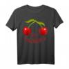 Freches Kirschen Motiv Brust T-Shirt - Süßes & Erfrischendes Vintage Früchtchen Shirt für Frauen mit Humor und Statement-Charakter