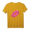 90er Jahre Party T-Shirt mit Pink Lippenstift Kuss Motiv – Perfektes Outfit und Geschenk für Mottopartys, Frauen und Mädchen