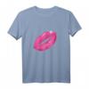 90er Jahre Party T-Shirt mit Pink Lippenstift Kuss Motiv – Perfektes Outfit und Geschenk für Mottopartys, Frauen und Mädchen