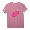 90er Jahre Party T-Shirt mit Pink Lippenstift Kuss Motiv – Perfektes Outfit und Geschenk für Mottopartys, Frauen und Mädchen