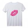 90er Jahre Party T-Shirt mit Pink Lippenstift Kuss Motiv – Perfektes Outfit und Geschenk für Mottopartys, Frauen und Mädchen