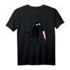 Funny Black Cat Murderous Cat With Knife T-Shirt - Lustiges Katzen T-Shirt Geschenk für Geburtstage, Halloween, Weihnachten & Feiertage