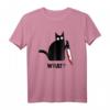 Funny Black Cat Murderous Cat With Knife T-Shirt - Lustiges Katzen T-Shirt Geschenk für Geburtstage, Halloween, Weihnachten & Feiertage