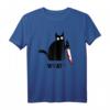 Funny Black Cat Murderous Cat With Knife T-Shirt - Lustiges Katzen T-Shirt Geschenk für Geburtstage, Halloween, Weihnachten & Feiertage