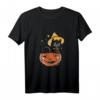 Schwarze Katze mit Hexenhut und Kürbis - Perfektes Halloween T-Shirt für Katzenliebhaber, Kinder & Erwachsene