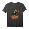 Schwarze Katze mit Hexenhut und Kürbis - Perfektes Halloween T-Shirt für Katzenliebhaber, Kinder & Erwachsene