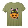 Schwarze Katze sitzt im Kürbis Halloween T-Shirt für Katzenliebhaber – Perfekt für Partys und Halloween-Feiern