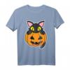 Schwarze Katze sitzt im Kürbis Halloween T-Shirt für Katzenliebhaber – Perfekt für Partys und Halloween-Feiern