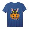 Schwarze Katze sitzt im Kürbis Halloween T-Shirt für Katzenliebhaber – Perfekt für Partys und Halloween-Feiern