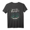 Wonderland T-Shirt mit Cheshire Katze & 'We're All Mad Here' Motiv – Perfekt für Alice Fans & Halloween-Geschenke