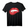 Rote Lippen Vampirzähne Vampir Zähne Halloween T-Shirt – Perfektes Spooky Kostüm und Geschenk für Halloween-Liebhaber