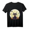 Schwarze Katze Fledermäuse & Kürbisse | Süßes Halloween T-Shirt für Gruselspaß & Partys