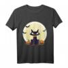 Schwarze Katze Fledermäuse & Kürbisse | Süßes Halloween T-Shirt für Gruselspaß & Partys