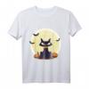 Schwarze Katze Fledermäuse & Kürbisse | Süßes Halloween T-Shirt für Gruselspaß & Partys